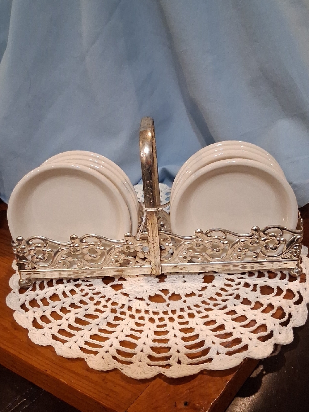 Silver Display With 8 Restaurant Butter Pats